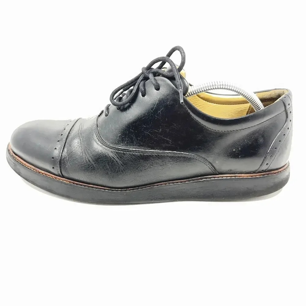 Samuel Hubbard Mens Market Cap Toe Black Leather Oxford Dress Shoes 11 US 45 EUR